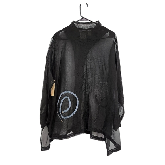 Mary Michele Vintage Women's Applique Button Front Sheer Top - S/M - Picture 5 of 8